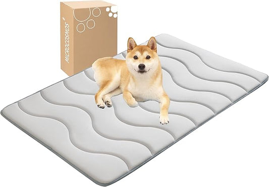 MICROCOSMOS 0.8" Thick Cooling Dog Foam Pad & Summer Pet Sleeping Mat, Machine Washable, Materials Safe, Portable Flat Pet Bed for Dogs.(Grey, 48" x 30")