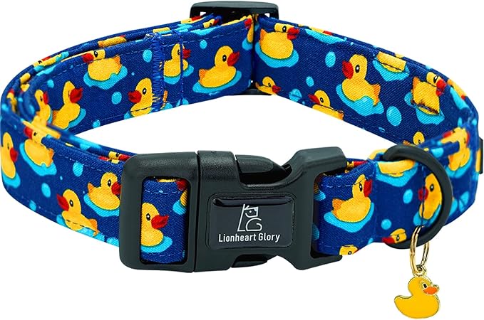 Lionheart glory Dog Collar Ducky Pattern Cute Collar for Medium Dogs Spring Summer Boy Dog Collars Pet Gift Adjustable Heavy-Duty Puppy Collars