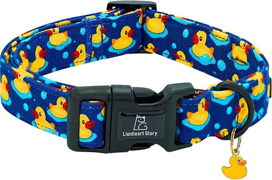 Lionheart glory Dog Collar Ducky Pattern Cute Collar for Small Dogs Spring Summer Boy Dog Collars Pet Gift Adjustable Heavy-Duty Puppy Collars