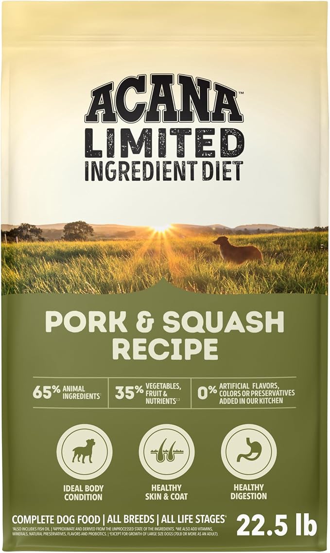 ACANA Singles Limited Ingredient Grain Free High Protein Dry Dog Food Pork & Squash Recipe 22.5lb Bag