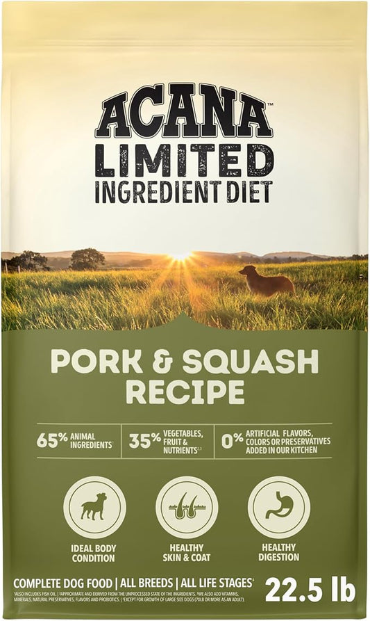 ACANA Singles Limited Ingredient Grain Free High Protein Dry Dog Food Pork & Squash Recipe 22.5lb Bag