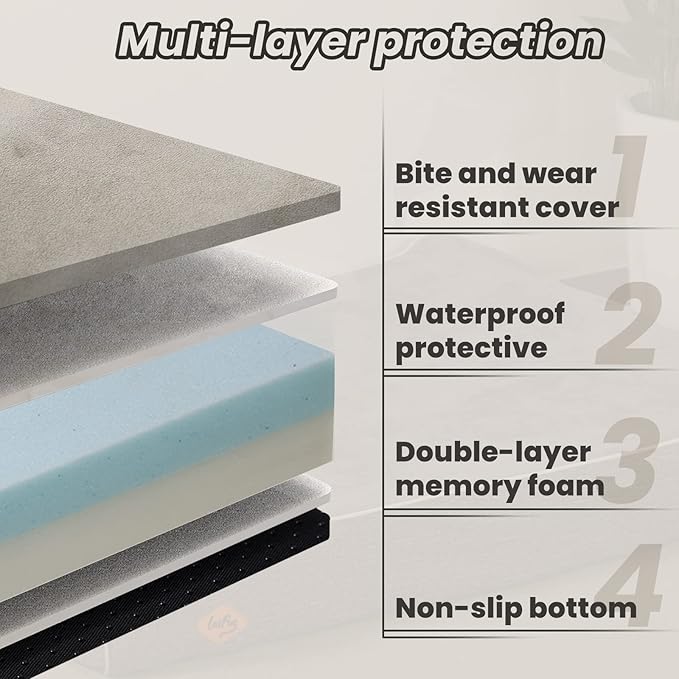 Laifug Orthopedic Dog Beds for Large Dogs,7" Memory Foam Dog Beds,Durable Water Proof Liner Removable and Washable, Nonskid Bottom, Dark Grey 50"x36"x7"