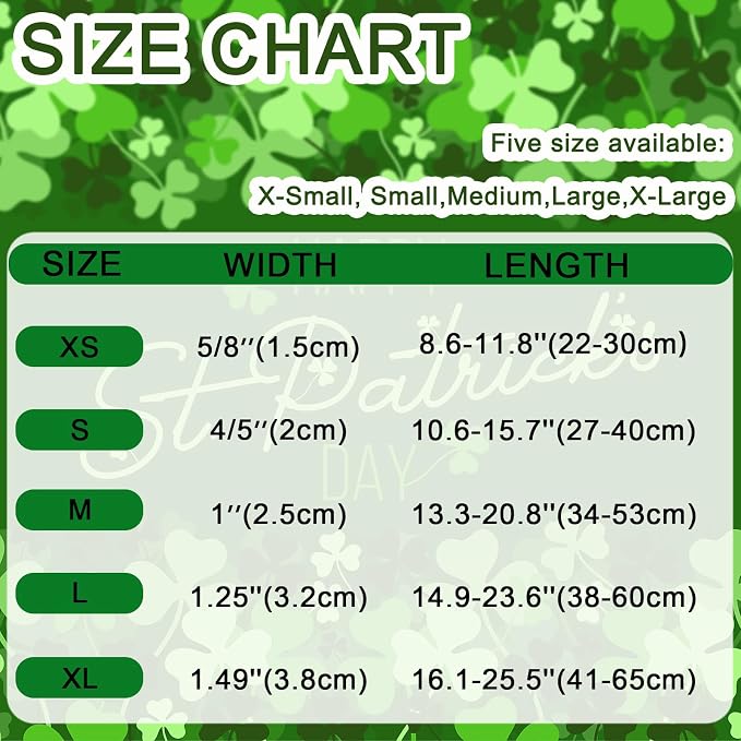 St. Patrick's Day Dog Collar with Bow Tie, Spring Shamrock Bowtie Collar for Girl Boy Dog, Lucky Clover Dog Collar with Metal Buckle, Green Collar for Dogs, S