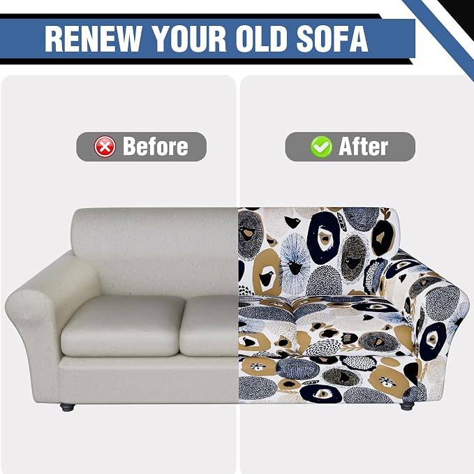 4 Piece Couch Cover Sofa Covers for 3 Cushion Couch Sofa,Stretch Furniture Protector Slipcover for Dogs with Individual Couch Cushion Covers,Washable Sofa Covers for Living Room