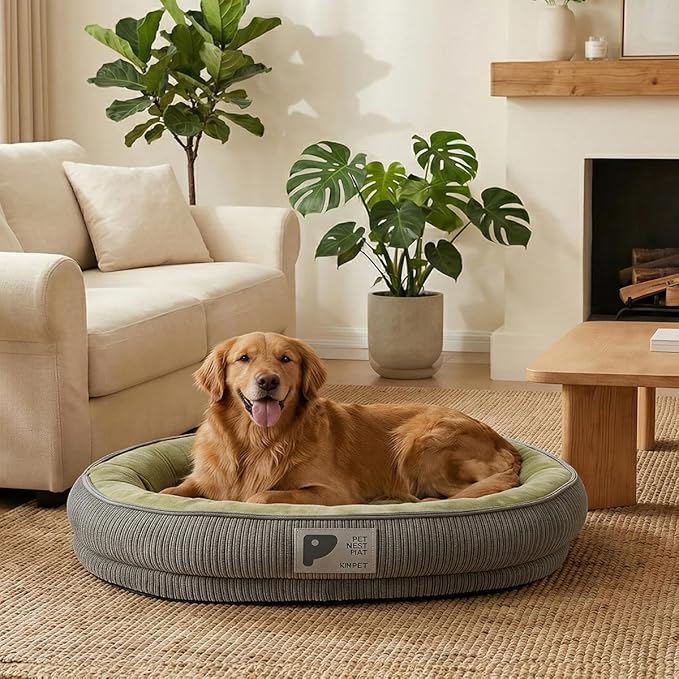 Washable Pet Dog Bed Large Sized Dog,Memory Foam Extra Large Calming Dog Cots Beds for Large Breed Dogs Crate Furniture,XL Dog Bed XXL Indoor Crate Mat with Detachable Bottom and Bolster Cushion