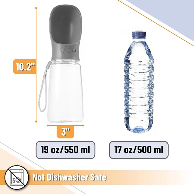 Mr. Pen- Portable Dog Water Bottle, 19 oz, Large, Leak Proof Puppy Water Dispenser with Drinking Feeder for Pets, Outdoor Walking, Hiking, Travel, Not Dishwasher Safe