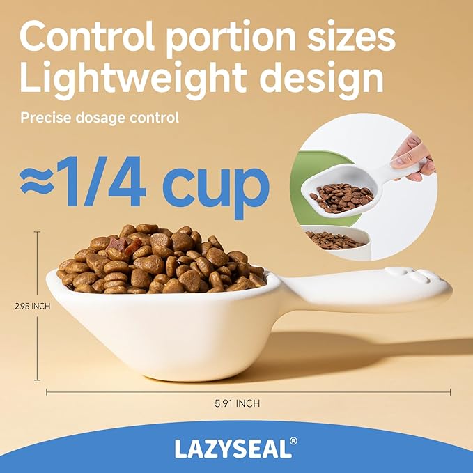 Diatom Drying scoop 1/4 Cup for Pet Food, Keep Food Fresh Desiccant to Dry Deodorization Rapid Water Absorption, Pet Food Scoop for Dog Cat, Comfortable Long Handle for Easy to Scoop Food