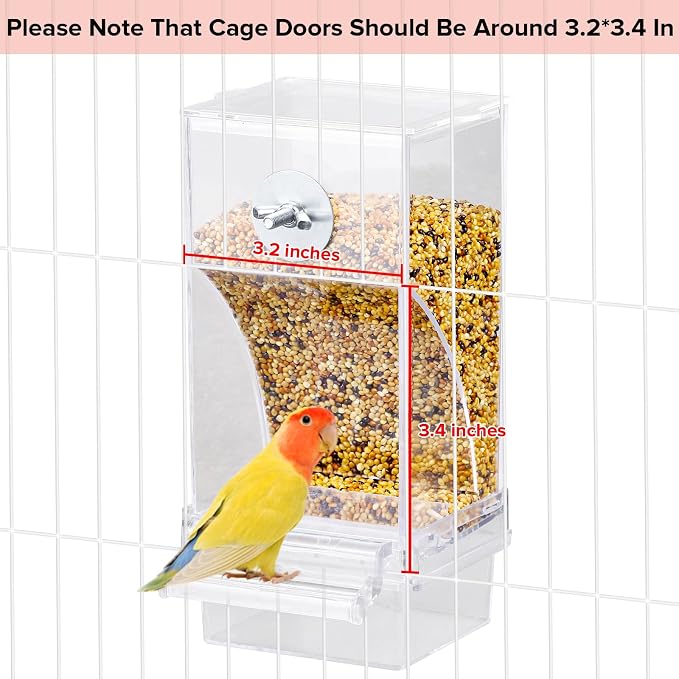 lemtrflo No Mess Bird Feeder Water Dispenser Set, Bird Feeder for Cage, Cage Accessories for Cockatiels, Finches, Budgies and Canaries