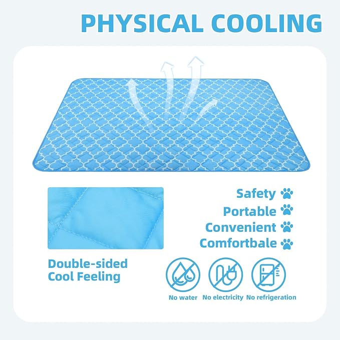 PUPTECK Dog Cooling Mat Pad for Medium Large Dogs, Cooling Blanket for Kennels Crate Floor, Dog Cat Summer Sleeping Bed Outside, Washable & Portable, X-Large 40"x60"