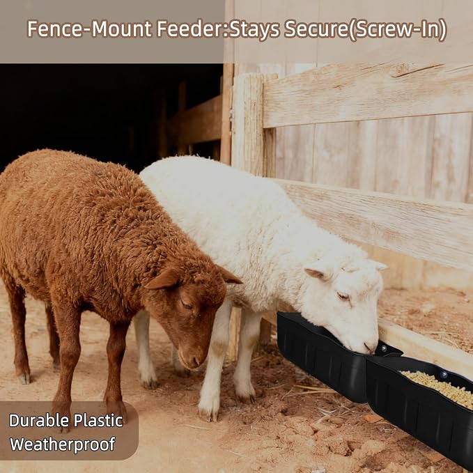 Chicken Feeder Waterer,Hanging Goat Feeders,Feed Trough 3.5 Quart 3 Pack,Hanging Fence Feed Trough for Poultry Livestock,Black