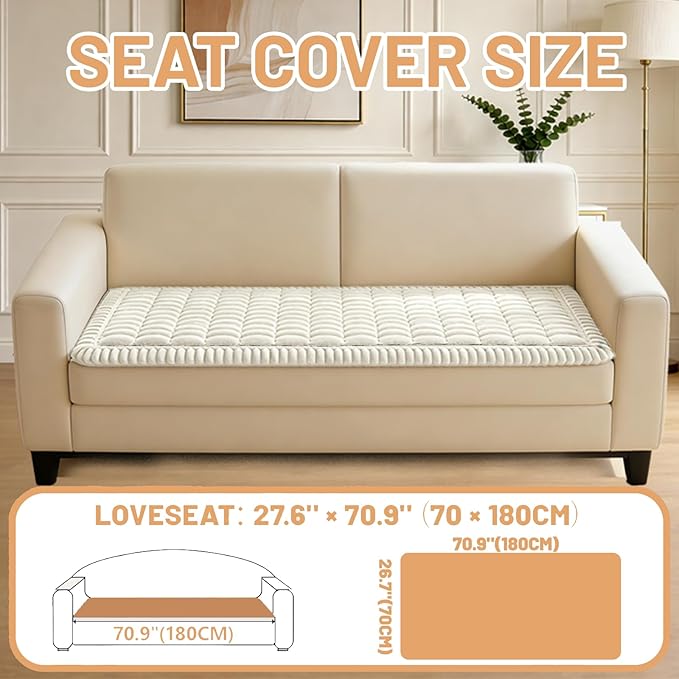 Couch Cover for Dogs Washable,Non Slip Fuzzy Durable Couch Covers for 3 Cushion Sofa Pet Friendly Sofa Cover Dog Thick Soft Slipcovers Protector Couches Mat Bed (White, 27.6" x 70.9"/70 x 180cm)
