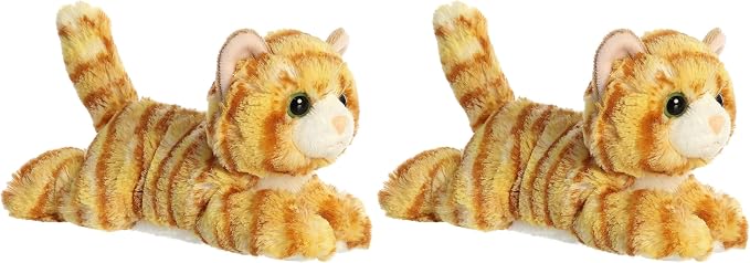 Aurora® Adorable Mini Flopsie™ Ginger Cat™ Stuffed Animal - Mini Companions Ready for Playful Adventures - for Kids All Ages, Toddlers, Adults, and Families - Orange 8 Inches (Pack of 2)