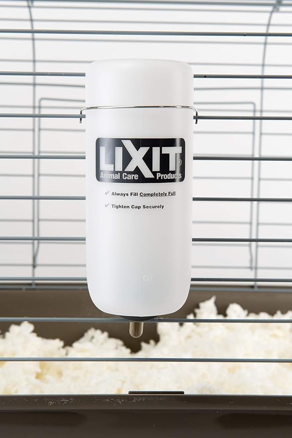 Lixit Wide Mouth BPA-Free Cage Water Bottles for Rabbits, Ferrets, Guinea Pigs, Rats, Chinchillas, Hamsters, Mice, Hedgehogs, Gerbils and Other Small Animals. (Translucent, 16 Ounce)