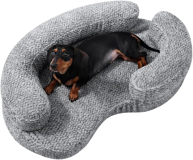 Orthopedic Memory Foam Dog Bed for Small Dogs - Washable & Waterproof & Removable Cover - Round Calming Dog Bed for Anxiety Relief(35 x 24 x 8 Inch)