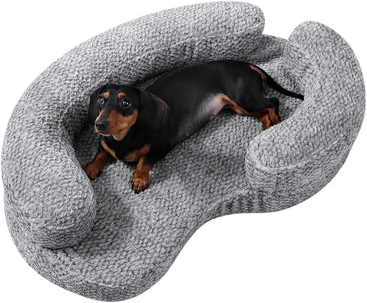 Orthopedic Memory Foam Dog Bed for Small Dogs - Washable & Waterproof & Removable Cover - Round Calming Dog Bed for Anxiety Relief(35 x 24 x 8 Inch)