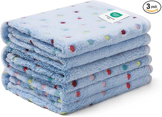 Luciphia 1 Pack 3 Blankets Super Soft Cute Dot Pattern Pet Blanket Flannel Throw for Dog Puppy Cat Large(41x31), Blue