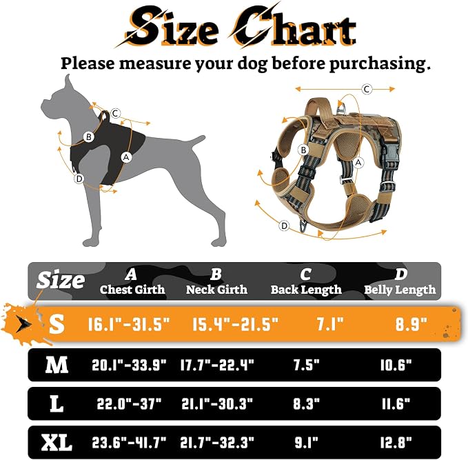 rabbitgoo Tactical Dog Harness for Small Dogs No Pull Adjustable Military Vest with Handle MOLLE Reflective Heavy Duty Dog Vest for Walking Training Hunting Outdoor Medium Size Dog Desert Camo S