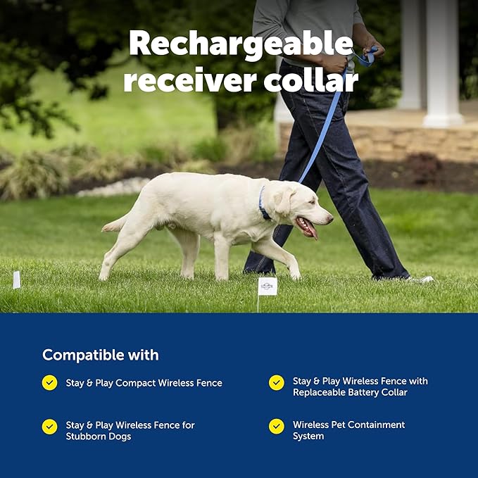 PetSafe Stay & Play Wireless Pet Fence Receiver Collar Only for Dogs and Cats, Waterproof and Rechargeable, Tone and Static Correction - From The Parent Company of INVISIBLE FENCE Brand