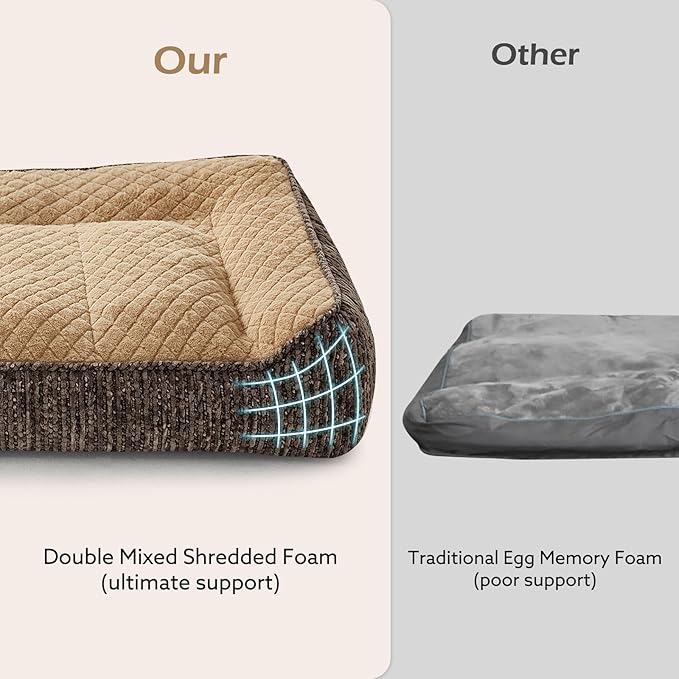 JOEJOY Extra Large Orthopedic Dog Beds Large Sized Dog, Extra Thick Supportive Big Dogs Bed with Sides and Waterproof Lining, Ultra Soft Pet Bed Sofa, Brown, 48''x35''