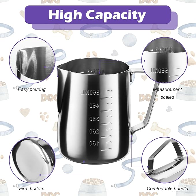 2.5 Cup Dog Food Scoop Stainless Steel Dog Food Measuring Cups Pet Food Scoop with Precision Scale Measurements for Dogs,Cats or Bird Foods, Injection Molded and Dishwasher Safe (2.5 CUP)