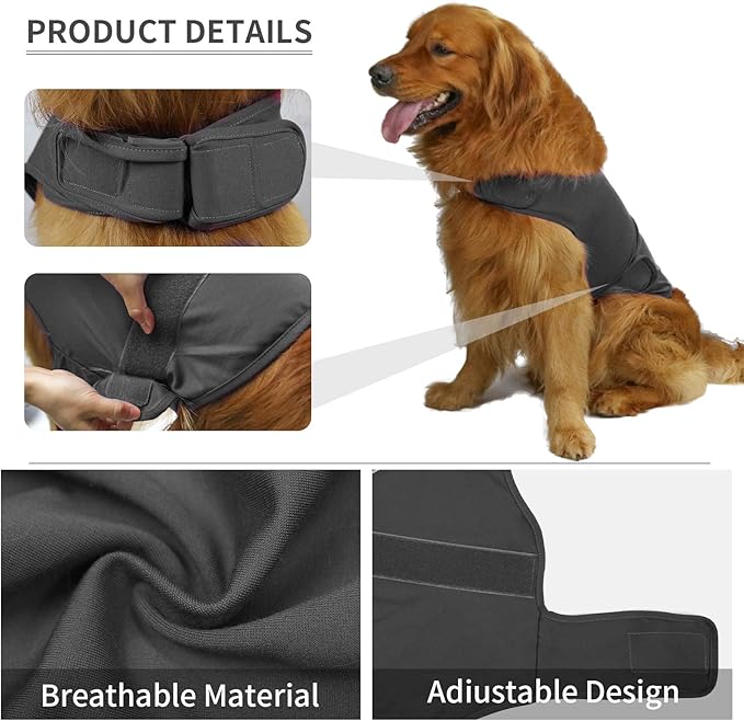 Comfort Dog Anxiety Relief Coat, Dog Anxiety Calming Vest Wrap for Thunderstorm,Travel,4th of July Fireworks,Vet Visits,Separation Anxiety Relief for Dogs (XL,Grey)