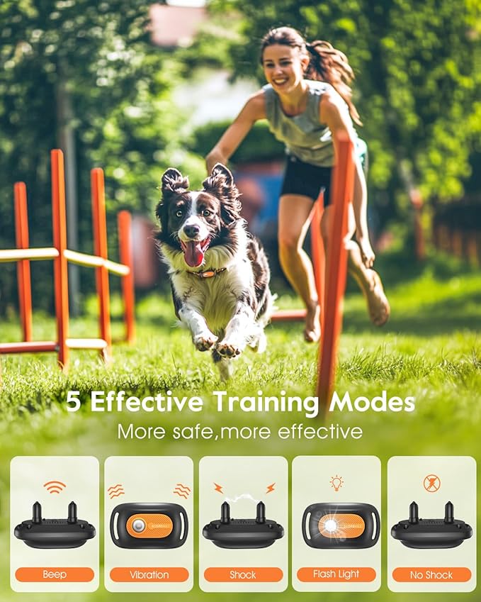 SLOPEHILL Dog Shock Collar - 4200FT Dog Training Collar with Remote,IPX8 Waterproof E-Collar with Beep,Vibration,Shock,Flash Light,No Shock Mode,Shock Collar for Small Medium Large Dog 8-140lbs,Orange