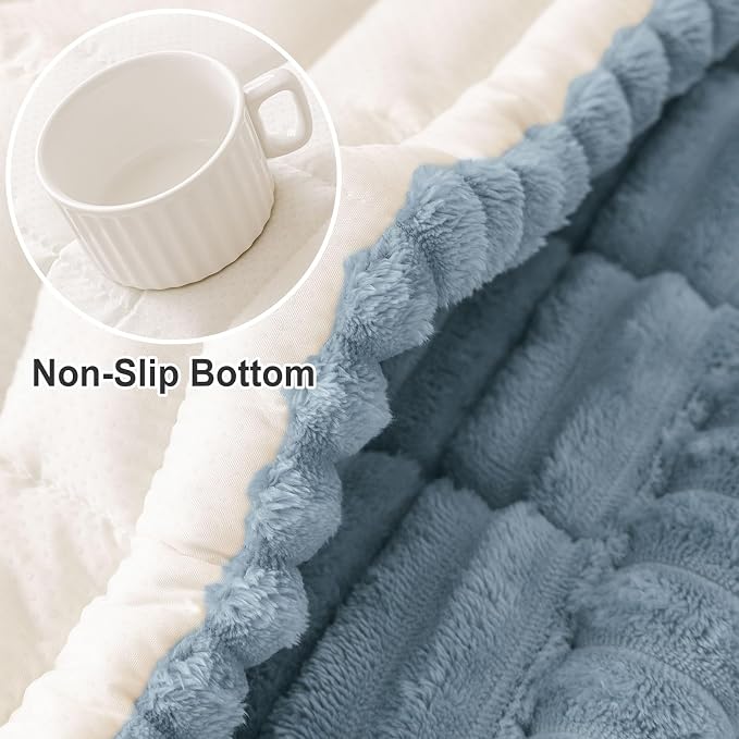 hyha Couch Cover for Dogs Washable, Non Slip Thick Flannel Sofa Protector, Pet Friendly Plush Furniture Cover for Sectional Sofa & Loveseat (Haze Blue, 27.6" x 27.6")
