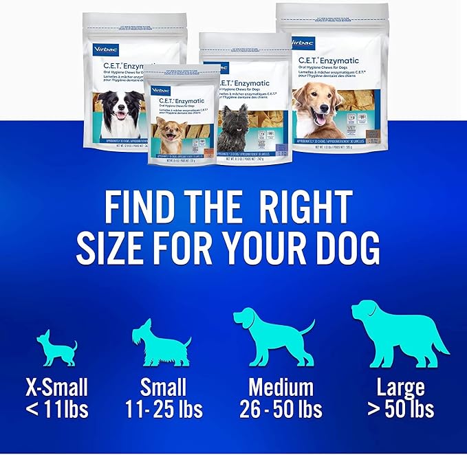 Virbac C.E.T. Enzymatic Oral Hygiene Chews, Medium Dog, 30 Count