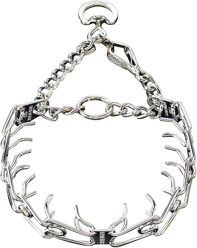 Herm Sprenger Chrome Plated Steel Training Prong Collar with Quick Release Snap for Dogs, 21-22 in x 3mm, Neck Size UP to 18 inches
