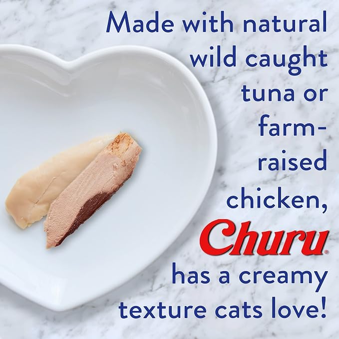 INABA Churu Lickable Purée Natural Cat Treats (Chicken with Scallop Recipe, 4 Tubes)