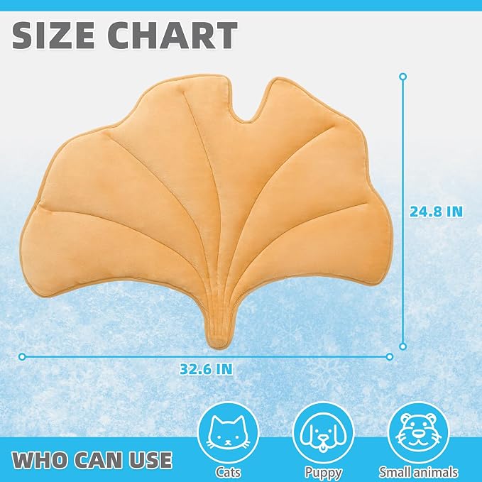 KOOLTAIL Breathable Cat Mat, Upgraded Two Sided Pad for Dogs Cats Puppy, Soft Summer Pet Sleeping Blanket Kennel to Keeping Cool, Washable Dog Mats for Crate Sofa Bed Outdoor, Gingko Leaf