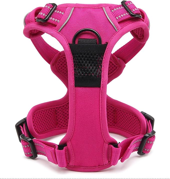 TRUE LOVE Adjustable No-Pull Dog Harness Reflective Pup Vest Harnesses Comfortable Control Brilliant Colors TLH5651(Fushcia,S)