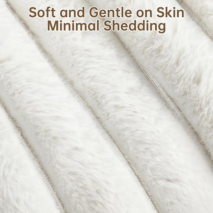 Donut Dog and Cat Bed, Luxurious Comfortable Faux Rabbit Fur Pet Beds, Round Anti-Anxiety Calming Puppy Kitten Bed with Anti-Slip Bottom for Small Medium Dogs & Cats(36", White)