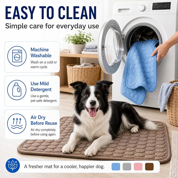 Mat for Dogs and Cats, Ice Silk Pet Cooling Mat, Washable Dog Cooling Pad with Soft PP Cotton Padding, Breathable Dog Bed Mat for Crate, Sofa, Car, Indoor Outdoor (Gray, Large)