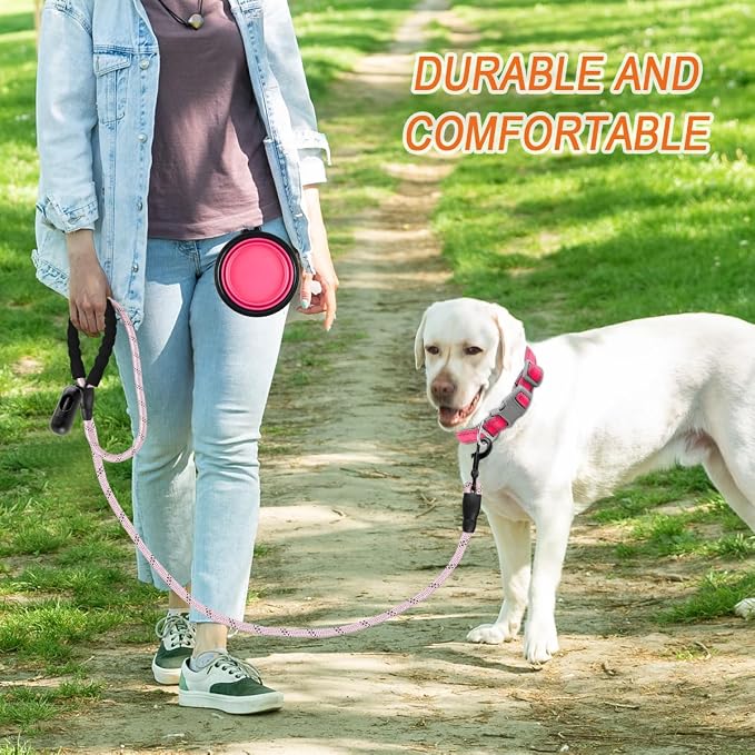 BARKBAY Dog Leashes for Large Dogs Heavy Duty Dog Leash 4/5/6 FT with Comfortable Padded Handle and Highly Reflective Threads for Medium Large Dogs Walking Training Running (6FT-1/2,Baby Pink)
