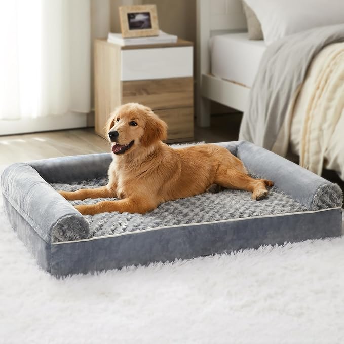 BFPETHOME Orthopedic Washable Dog Beds Large Sized Senior Dog for Comfy Sleeping with Removable Cover, Waterproof Big Soft Pet Couch Bed for Dogs Rerlax