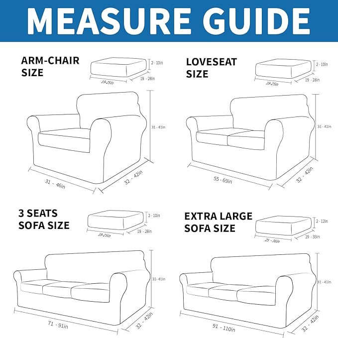 XINEAGE 2026 New 2 Pieces Chair Covers with Arms Super Stretch Chair Slipcover for Living Room Pet Dog Universal Slip Cover Anti Slip Armchair Furniture Protector (Khaki), 31"-46"(1 Cushion)