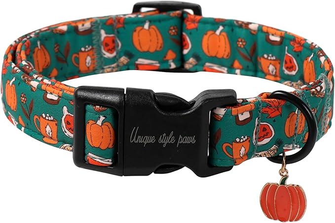 Unique style paws Dog Collar Plastic Buckle with Pendant Halloween Pumpkin Party Puppy Collars for Small Medium Large Boys Girls Dogs