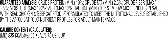 Meow Mix Tenders in Sauce Wet Cat Food, Chicken & Beef, 2.75 Ounce Cup (Pack of 12)
