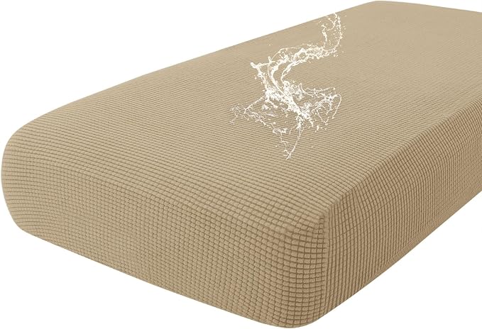 hyha Waterproof Couch Cushion Covers for Pets, Non Slip Sofa Cover for Dogs Washable, Soft Thick Stretch Jacquard Fabric, Sofa Slipcovers with Elastic Bottom (1 Piece for Large, Sand)