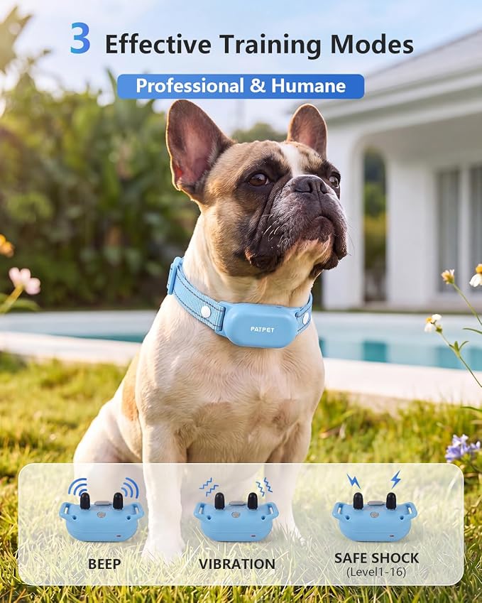 PATPET Shock Collar for Dogs(10-120lbs), 4000ft Rechargeable IPX7 Waterproof Training Collar with Remote for 2 Dogs- Electric Dog Collar for Small Medium Large Dogs 2 Packs