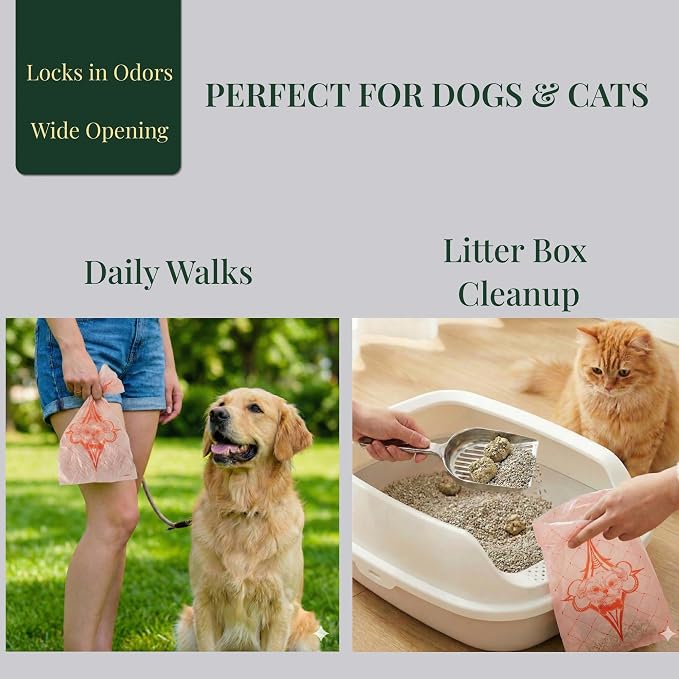 Extra Thick Dog Poop Bags Rolls, Leak-Resistant Pet Waste Bags, 120 Count (8 Rolls), 9x13 in Large, Lavender Scented, Fits Most Dispensers, Pink