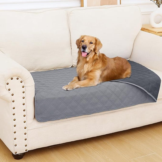 Smiry Waterproof Couch Covers for Dogs Washable, Reversible Pet Couch Covers for 3 Cushion Sofa Pet Friendly, Soft Sofa Furniture Protector for Dogs Cat Kids, Checkered (30"x60", Grey/Dark Grey)