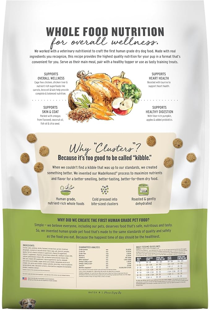 The Honest Kitchen Human Grade Whole Food Clusters Dry Dog Food - Grain Free Chicken 20 lb Bag