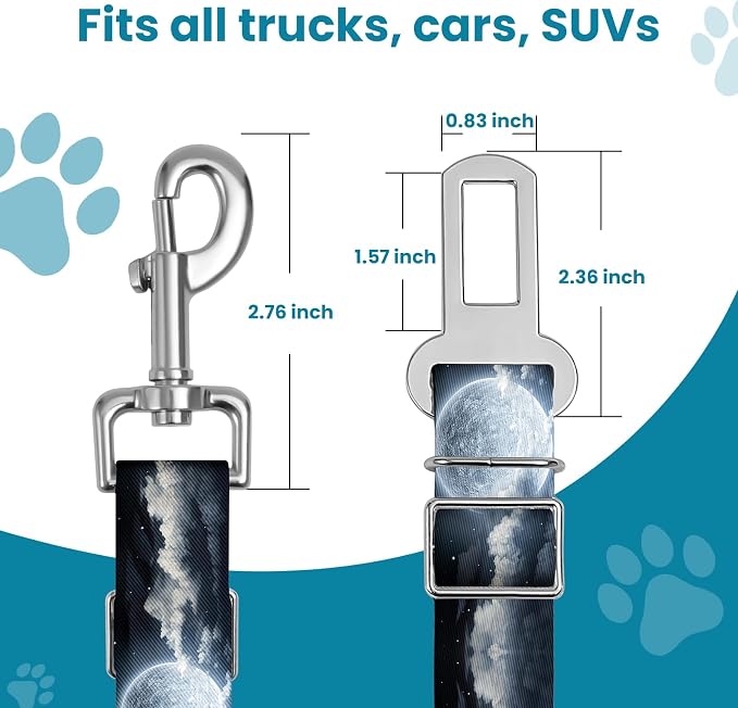 Adjustable pet cat and Dog car seat Belt，The Lanyard is Flexible and Adjustable from 20 to 33 inches(Beautiful Starry Sky)
