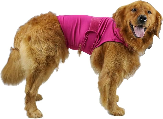 Comfort Dog Anxiety Relief Coat, Dog Anxiety Calming Vest Wrap for Thunderstorm,Travel,4th of July Fireworks,Vet Visits,Separation Anxiety Relief for Dogs (L,Rose)