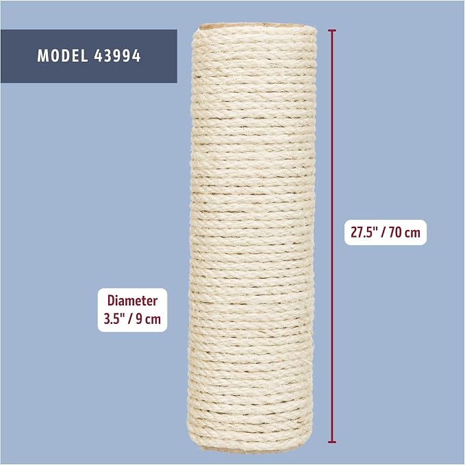 Trixie Replacement Sisal Post for Scratching Posts, Cat Trees and Cat Towers, 3.5 in x 11.8 in (9 x 30 cm)