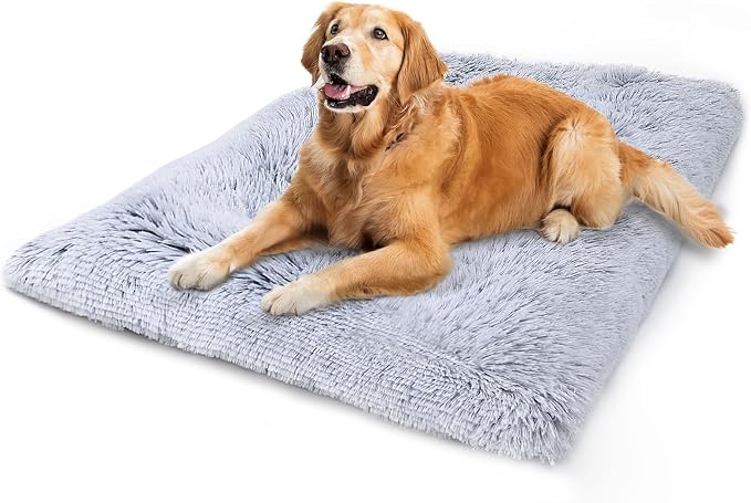 Vonabem Large Dog Bed Crate Pad 36 inch, Washable Pet Beds Medium Small Sized Dogs, Deluxe Plush Warm Anti-Slip Puppy Mats for Sleeping, Soft Kennel Pads 35 * 23 inch Grey