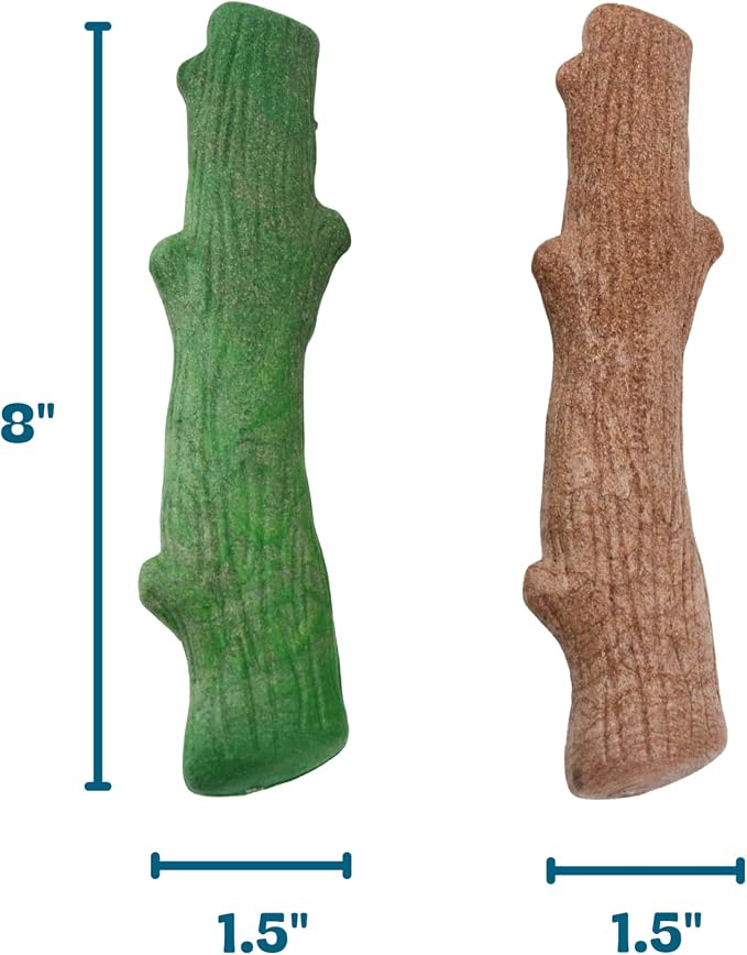 Dogwood Breath Dog Chew Toy – Real-Wood Blend, Moderate Chewers, Large, 8", 2-Pack (Natural & Mint Flavors)