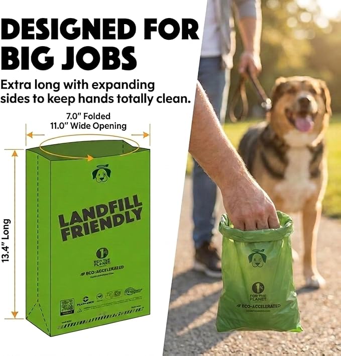 Doggy Do Good - 60 Count, Heavy Duty Poop Bags for Dogs - Standard Size - Dog Waste Bags Made with 50% Recycled Plastic + 15% Biobased Material - Landfill-Friendly, Unscented, Leak-Proof